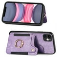 thumbnail image 2 of Nalacover For iPhone 12 Mini Case Ring Holder Kickstand with Credit Card Holder, Back Flip Premium Leather Magnetic Clasp Removable Wirst Hand Strap Cover For iPhone 12 Mini, Purple, 2 of 8