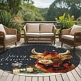 thumbnail image 5 of Snowflake Highland Cow Round Area&nbsp;Rug 5ft Candle Pine Tree Merry Christmas Non-Slip&nbsp;Washable Circle Rugs Soft Felt Indoor Floor Mat for Bedroom Kitchen Living Room Bathroom, 5 of 9