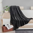 thumbnail image 3 of Super Soft Warm Flannel Fleece Plush Microfiber Bed Throw Blanket Full -  Black, 3 of 5