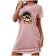 thumbnail image 2 of Camisón corto de talla grande para mujer, camisón de manga corta con estampado de pecho a la moda, camisón para mujer, 2 of 5