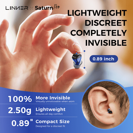 LINNER - Saturn 2 OTC Rechargeable Hearing Aids for Seniors, Discreet & Noise-Canceling – Black