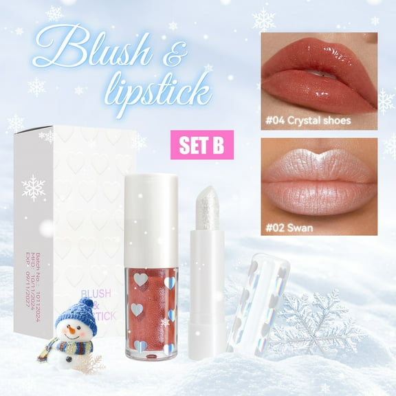 Lipstick Moisturizing Lip Gloss Pearlescent Mouth Red Lip Glaze Set Fine Glitter Hydrating Creamy Texture Easy Application Long Lasting Sparkling Shine Smooth Finish Glamorous Look for Wedding Party
