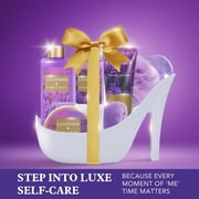 Spa Luxetique Bath and Body Gift Sets for Women, Lavender Gift Baskets Kits Elegant Gifts for Mom, Her Self Care Relaxing, 8 Pcs