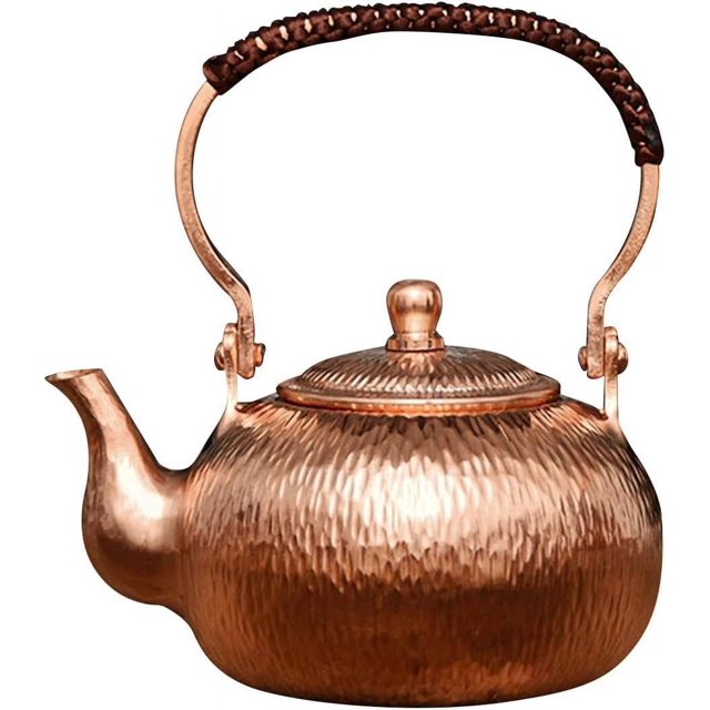Copper Teapot for, Tea Kettle, Beverage Jug, Leak with Handle, Kettle 0.5 L for Restaurants, Vertical grain