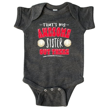 

Inktastic That s My Awesome Sister Out There with Volleyball Gift Baby Boy or Baby Girl Bodysuit