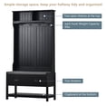 thumbnail image 4 of 3-in-1 Hall Tree, Coat Rack with 2 Drawers and 4 Metal Hooks, Entryway Bench with Top Shelf and Padded Seat, Hallway Coat Rack with Shoe Bench for Livng Room Bedroom, Black, 4 of 9