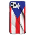 thumbnail image 1 of DistinctInk Clear Shockproof Hybrid Case for iPhone 13 PRO (6.1" Screen) - TPU Bumper, Acrylic Back, Tempered Glass Screen Protector - Red White Blue Puerto Rico Flag, 1 of 2