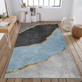 thumbnail image 1 of Navy Blue Gold Marble Area Rugs, Modern Mid-Century Black Gray Bedroom Rug, Soft Low Pile Easy Clean Breathable Indoor Rug for Floor Hallway Study Room Living Room, 4x5ft, 1 of 7