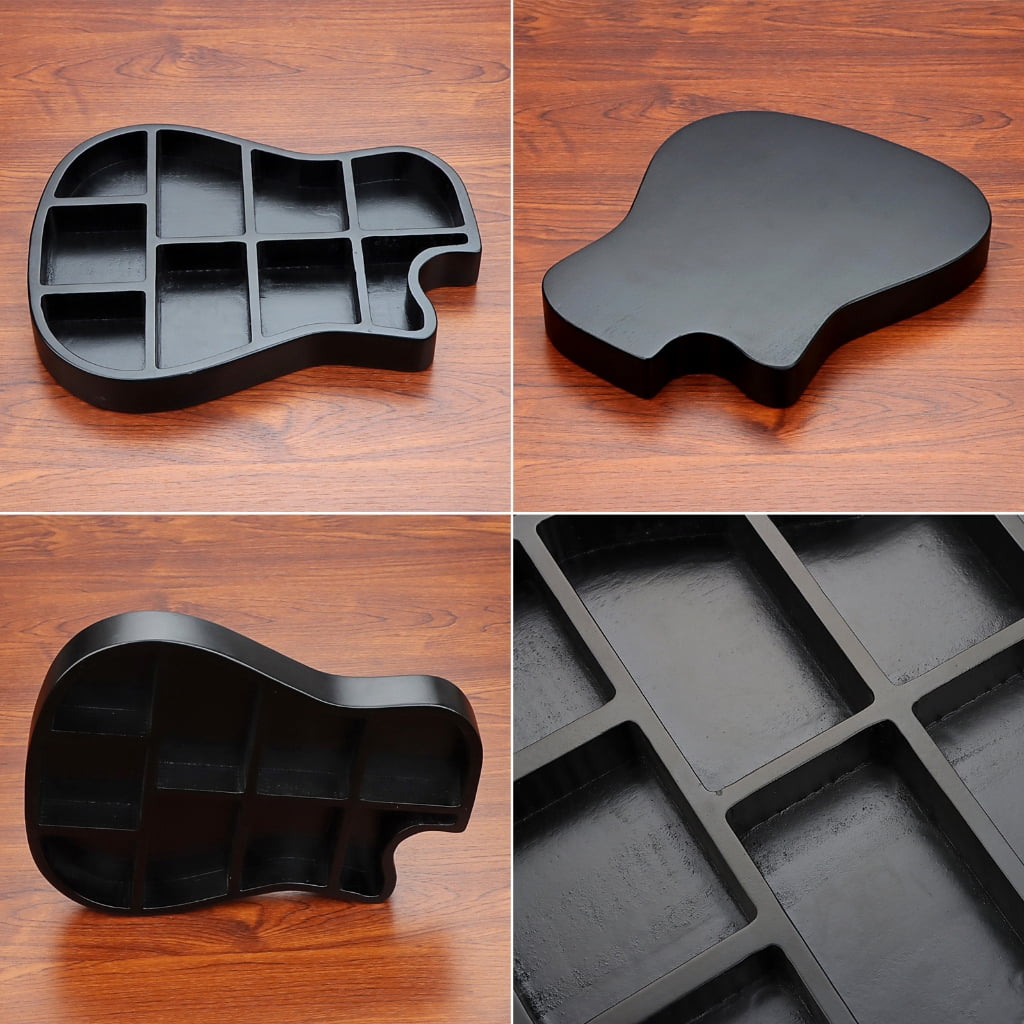 BQBQERT Wood Guitar Pick Holder 9 Compartment Guitar Shaped Storage Box Small Item Guitar Accessories Box Easy to Use