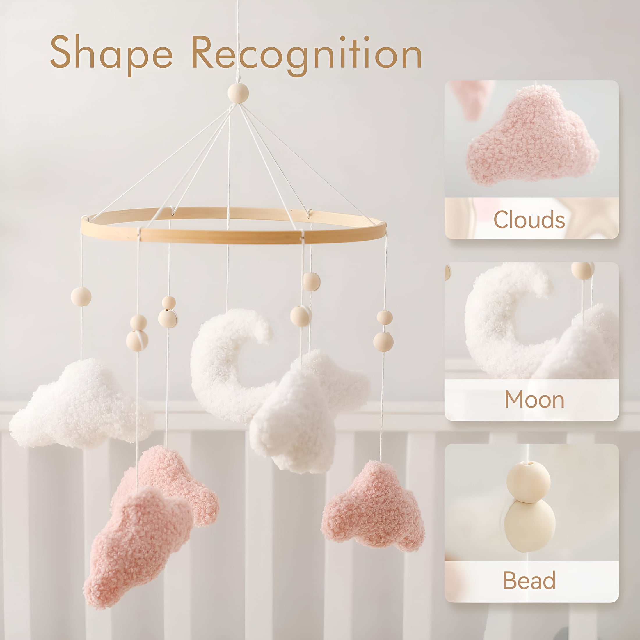 BESTSKY Baby Crib Mobile Bunny Nursery for Boys Girls Teddy Velvet Decor Infant Bedroom