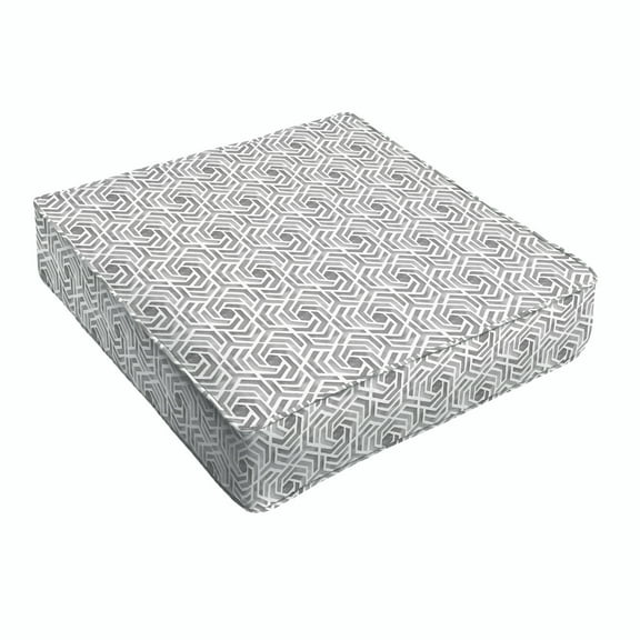 Sorra Home Grey and White Geometric Indoor/Outdoor Deep Seating Cushion, Corded