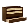 thumbnail image 3 of Queen Size Murphy Bed Cabinet with Rattan Design, Pine Wood Wall Bed with Storage Drawer, Space Saving Furniture for Guest Room, Walnut Finish, 3 of 9