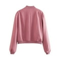 thumbnail image 2 of Defitshape Women's Long Sleeve Bomber Jackets Spring Jacket Winter Western Pocket Casual Short Flap Pocket Lightweight Jacket Pink Large, 2 of 4