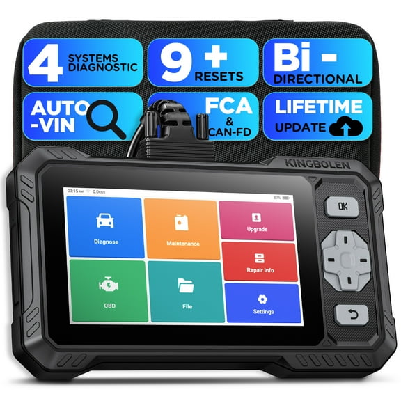 KINGBOLEN S608 Bi-Directional OBD2 Scanner with 4 Systems Diagnostics & 9 Resets, Free Lifetime Updates, 6.2" HD Touchscreen