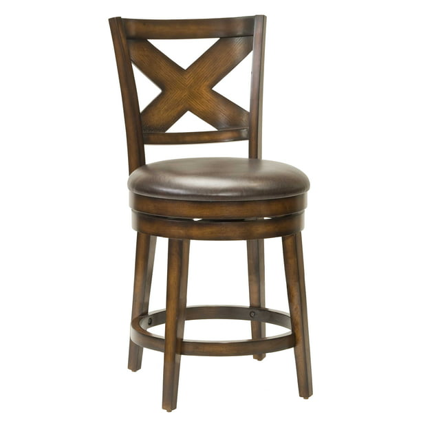 Hilale Furniture Sunhill Wood Swivel, Rustic Counter High Stools