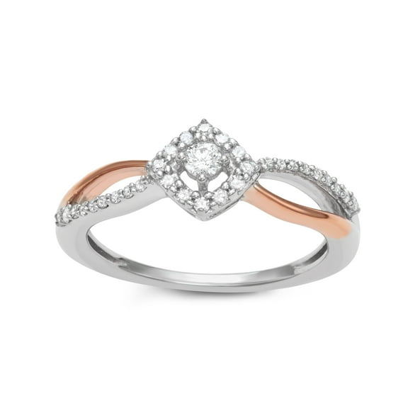 MyDiamondBox 1/3cttw White Diamond Ring Crafted in Rhodium Plated & Rose Gold Plated Sterling Silver, Real Diamond Ring for Women, US5