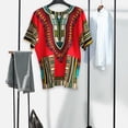 thumbnail image 2 of Camiseta Dashiki africana para hombres y mujeres, manga corta, ropa tribal cómoda de verano, cuello en V, ropa clásica con estampado Floral Talla única Sunnimix Camisa Africana Dashiki, 2 of 8