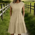 thumbnail image 2 of LIaqionyy Womens Dresses Summer Crew Neck Beach Casual Loose Flowy Dress Vacation Sundress with Pockets, 2 of 7