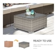 thumbnail image 3 of Rattan Garden Coffee Table, 25.6" Square Garden Rattan Table with Tempered Glass Top, Grey, 3 of 7