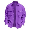 thumbnail image 5 of LISTHA Men's Casual Flap Pocket Button Front Long Sleeve Jackets Purple 5XL, 5 of 5