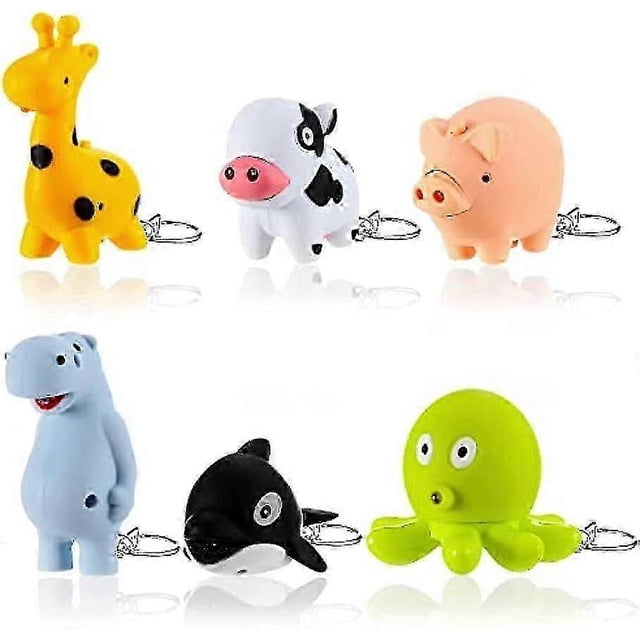 6 Pieces Nurse Flashlight Pediatric Nurse Flashlight Keychain Animal Flashlight Puppy Keychain Tiger Flamingo Sloth Dinosaur Cat Flashlight Keychain P