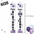 thumbnail image 4 of Happy 63rd Birthday Decorations,63rd Purple Balloon Birthday Theme Door Hanging Banner Sign - Cheers to 63 Years Old Bday Party Supplies., 4 of 10