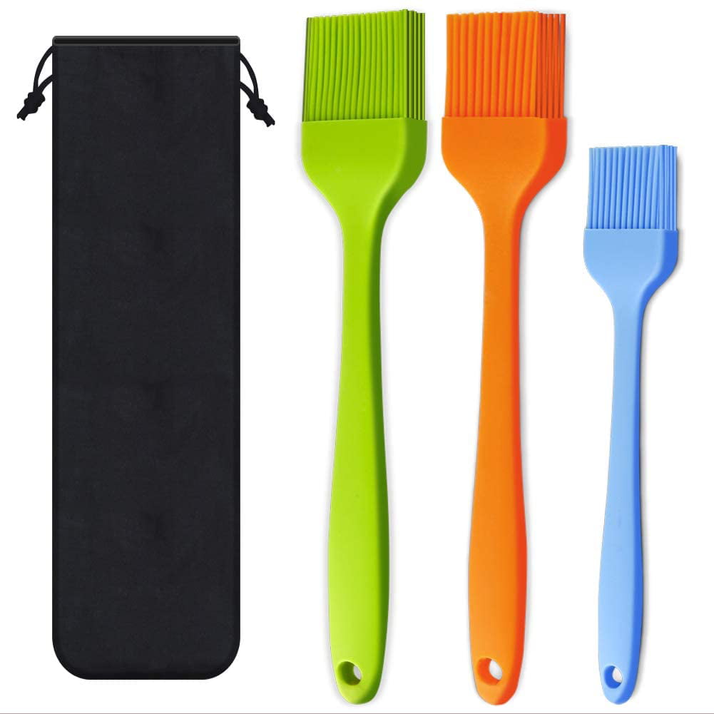 Multicolor Pastry Brushes 4 pieces Set Basting Brushes Silicone Heat Resistant Pastry Brushes Spread Oil Butter Sauce Marinades for BBQ Grill Barbecue Baking Kitchen Cooking BPA Free Dishwasher Safe 