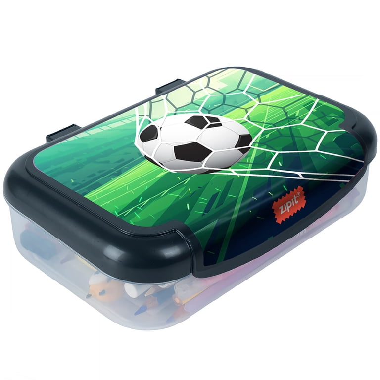 Recycled Plastic Pencil Box, Soccer Theme, Large Capacity photo 1