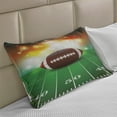 thumbnail image 2 of Sports Knitted Quilt Pillowcover, American Football Ball Warm Properties on Grass Turf Field Team Art Graphic, Standard King Size Pillow Cover for Bedroom, 36" x 20", Brown Green, by Ambesonne, 2 of 2