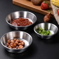 thumbnail image 3 of 4Pcs Stainless Steel Dish Round Sauce Dish Home Restaurant Appetizer Serving Plate, 3 of 9