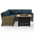 thumbnail image 3 of Afuera Living 4-Piece Wicker / Rattan Fire Pit Sectional Set in Navy/Brown, 3 of 8
