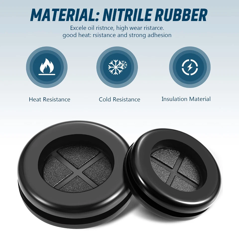 CIRCLE- 52Pcs Rubber Grommet Firewall Hole Plug Electrical Wiring Gasket Assortment Kit