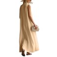 thumbnail image 5 of Uscallm Women's Collared Sleeveless Button Down Maxi Dresses Flowy Casual Long Boho Beach Vacation Sundresses, Khaki L, 5 of 7