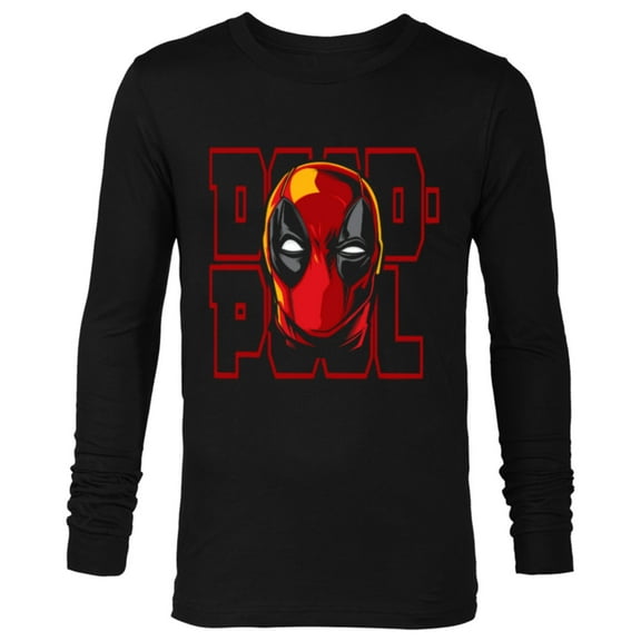 Marvel Deadpool Wade Wilson Head - Long Sleeve T-Shirt for Men - Customized-Black