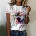 thumbnail image 2 of Womens Short Sleeve Tops Crewneck Butterfly Flower Print T Shirts Summer Casual Graphic Tee Pink XXL, 2 of 5