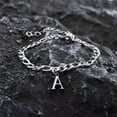 thumbnail image 4 of HIJONES Letter Alphabet Bracelet for Women Men Initial Letter Flat Chain Dainty Charm Initial First Name Jewelry Silver X, 4 of 6