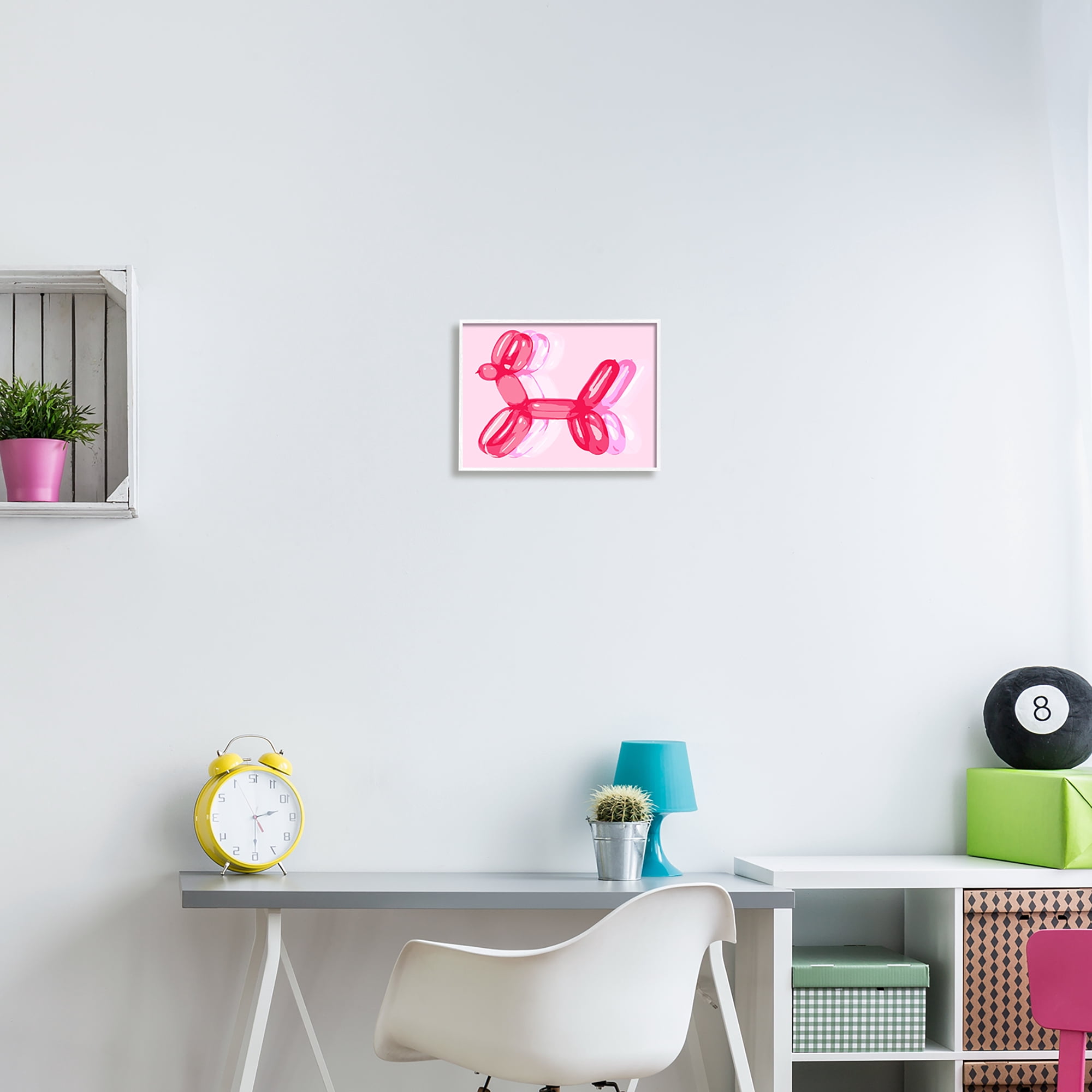 Stupell Industries Pop Style Balloon Animal Animals & Insects Painting White Framed Art Print Wall Art, 14 x 11