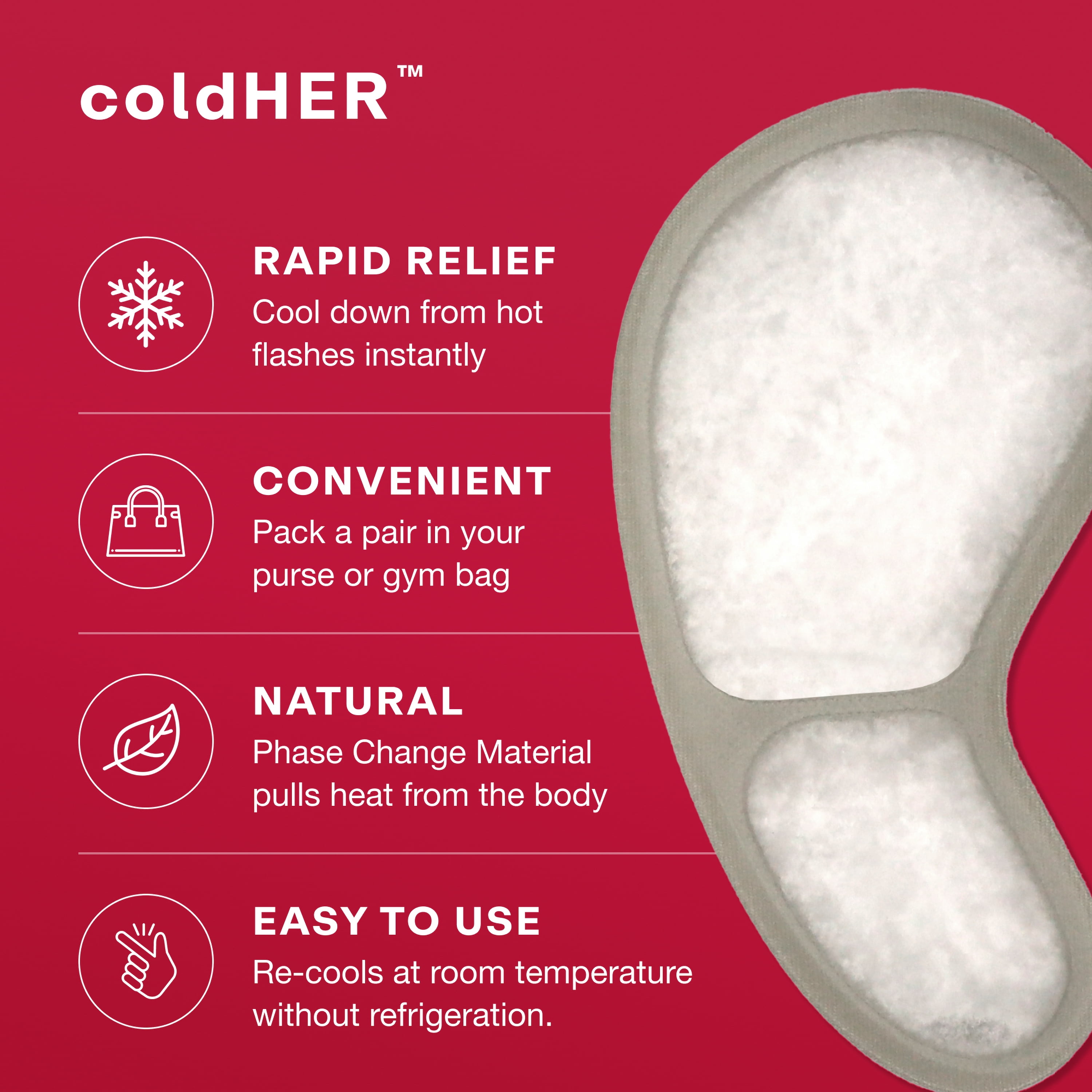 Joylux coldHER Cooling Bra Inserts, for Hot Flash Menopause Relief, 2 Count, Gray, Female