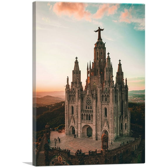 ARTCANVAS Cathedral in Barcelona Spain Canvas Art Print - Size: 40" x 26" (0.75" Deep)