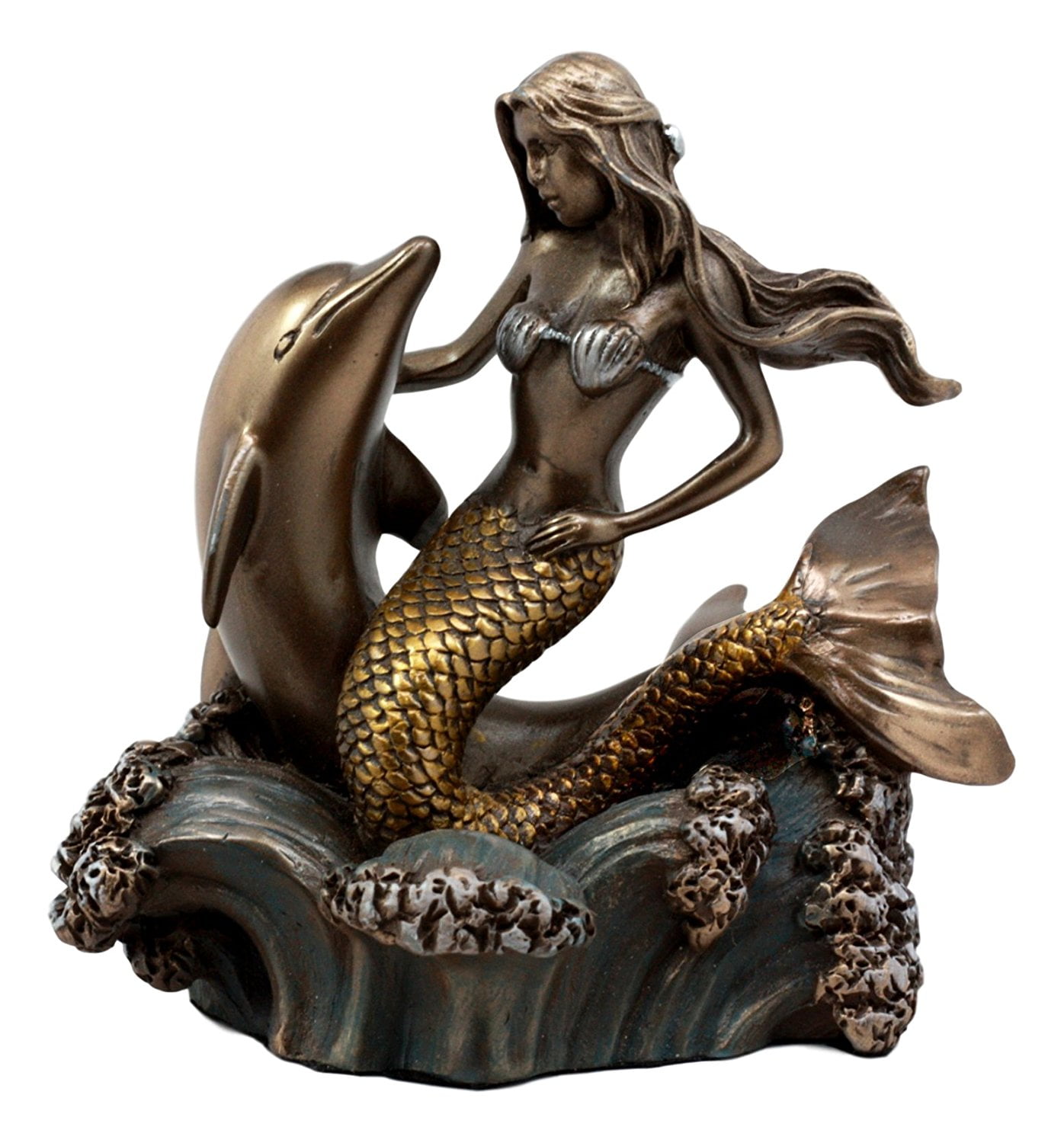 Details about   Aged Bronze Resin Nude Seductive Mermaid Figurine 7.25"H Fantasy Sea Goddess 