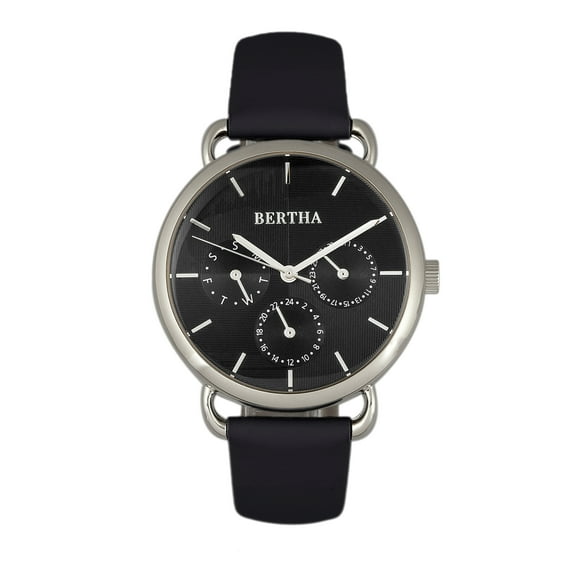 Gwen Leather-Band Watch - Black