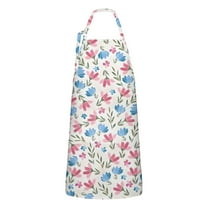 Pioneer Flower Floral Print Pattern Apron-Garden Aprons for Women with Pockets-Cotton Linen Waterproof Kitchen Cooking Gardening Aprons Adjustable for Kitchen,Cooking,BBQ and Salon 33x27 Inch