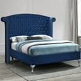 thumbnail image 3 of Better Home Products Cleopatra Crystal Tufted Velvet Platform Queen Bed in Blue, 3 of 7