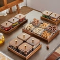thumbnail image 2 of Snack Serving Tray with 2 Glass Bowls and Walnut Wood Lids, Brown Organizer for Coffee Table, 2 of 7