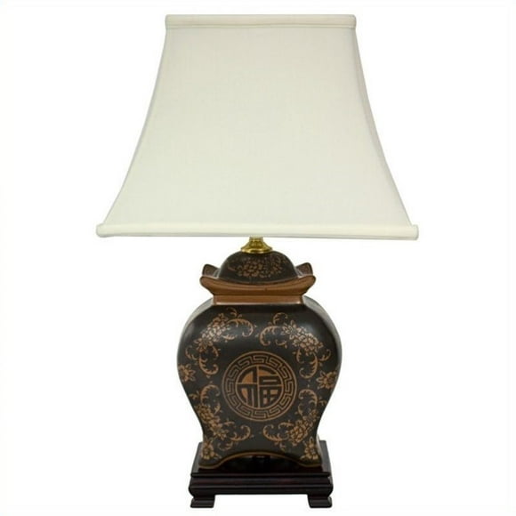Oriental Furniture Lampe 19" en Brun et Noir