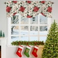 thumbnail image 3 of Christmas Plants Tie Up Valances Curtain, Red Flowers Pine Fruit Linen Texture Adjustable Rod Pocket Short Window Treatment Tie Up Curtains Valances for Kitchen Living Room Bathroom 42x12 Inches, 3 of 9