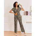 thumbnail image 3 of Ekouaer Pajamas for Women Set Button Up Sleepwear Cute Pjs Ruffle Sleeve Notch Collar Lounge Sets with Long Pants, 3 of 6