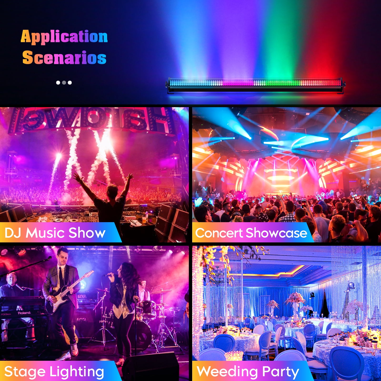4X RGB Wall Wash Light Bar 252 LED DMX Strobe Stage DJ Beam Lighting Effect DJ Disco Home Party Deco