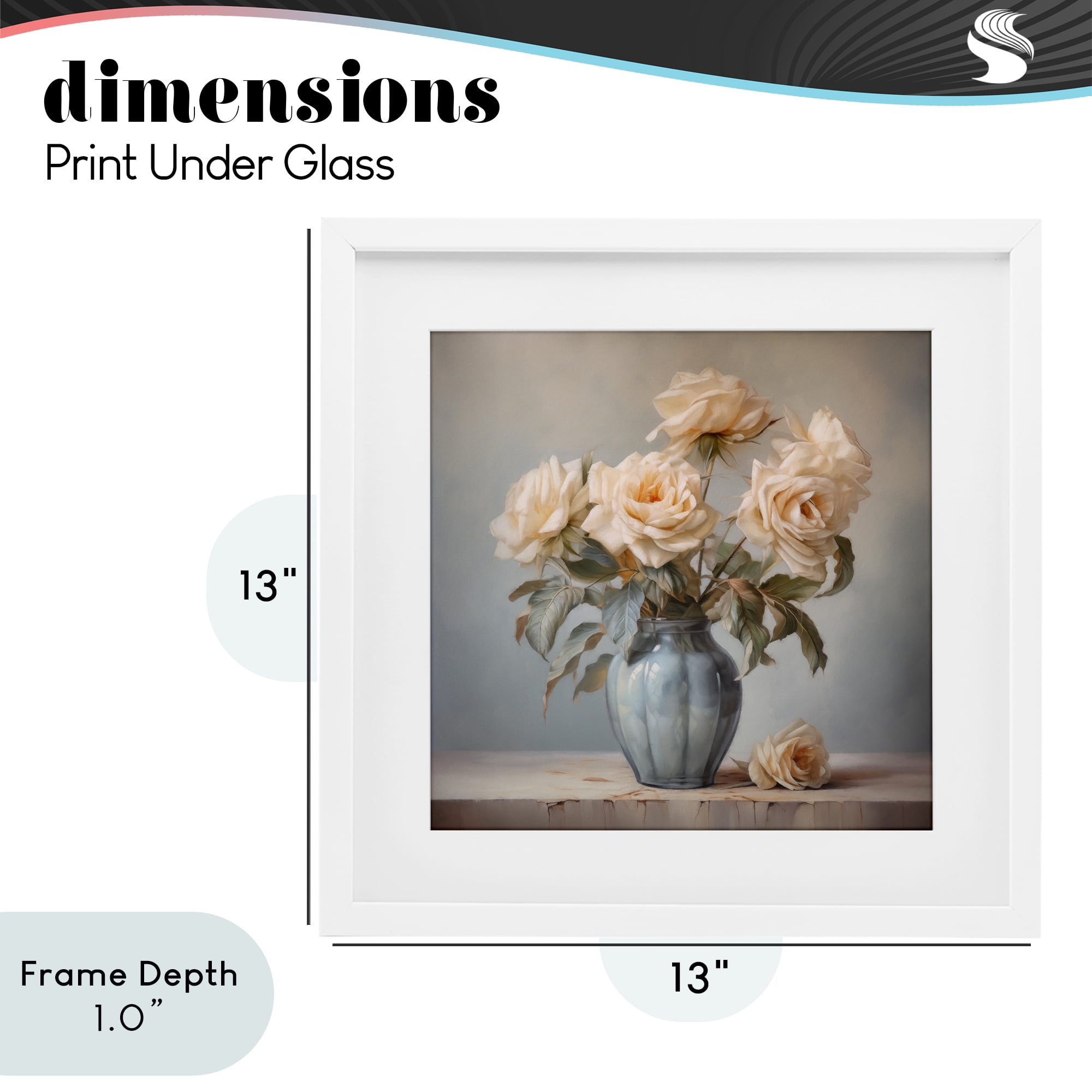 Stupell Industries Vintage Rose Paragon White Framed Print Under Glass, design by Steve Hunziker