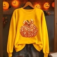 thumbnail image 2 of Kaliqueen Halloween/Thanksgiving Sweatshirts for Women Sequin Pumpkin Print Crewneck Pullover Tops Long Sleeve Fall Holiday Outfits, 2 of 6
